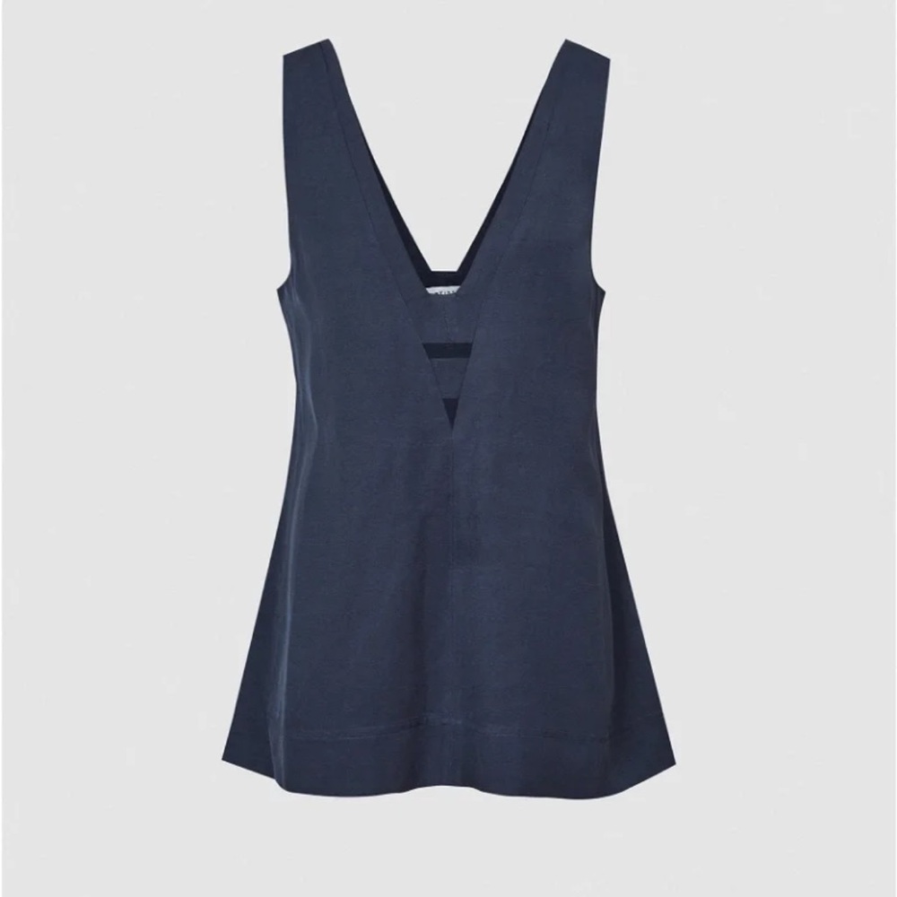 NWT REISS Emi linen blend v neck top
